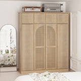 8 Door Armoire Wardrobe With Adjustable Shelves And Hanging Rod