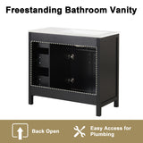 Modern Bathroom Vanity With Sink Top, 2 Doors And 3 Drawers