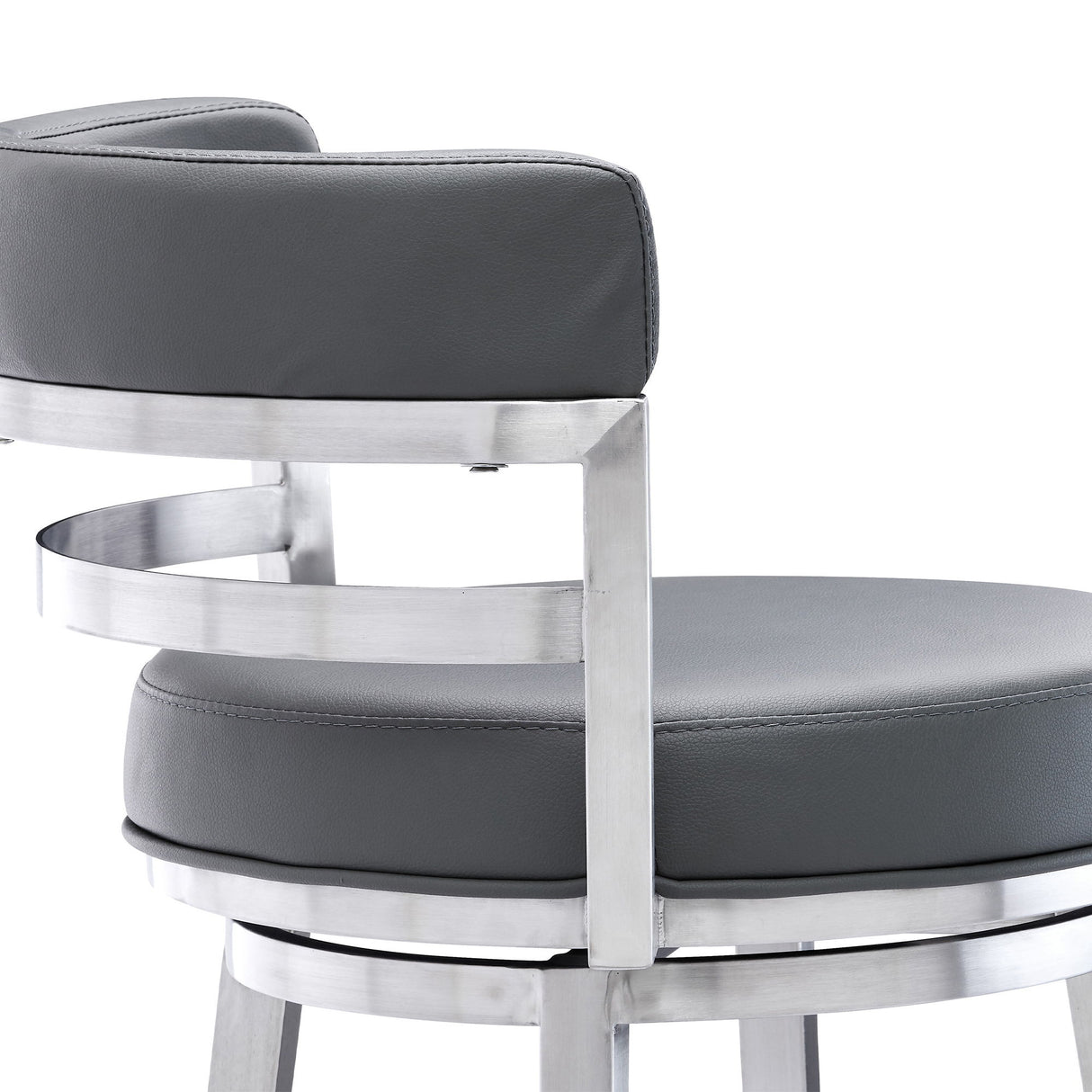 Titana - Swivel Faux Leather And Brushed Stainless Steel Bar Stool
