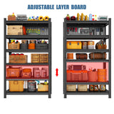 Garage Shelving Units 2400LBS Heavy Duty Storage Shelves Adjustable Metal Shelf 6 Tier - Black