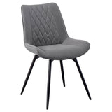 Vellux - 5 Piece Round Dining Table Set With Concrete Top Upholstered Chairs - Gunmetal