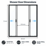 Double Framed Sliding Shower Door - Matte Black