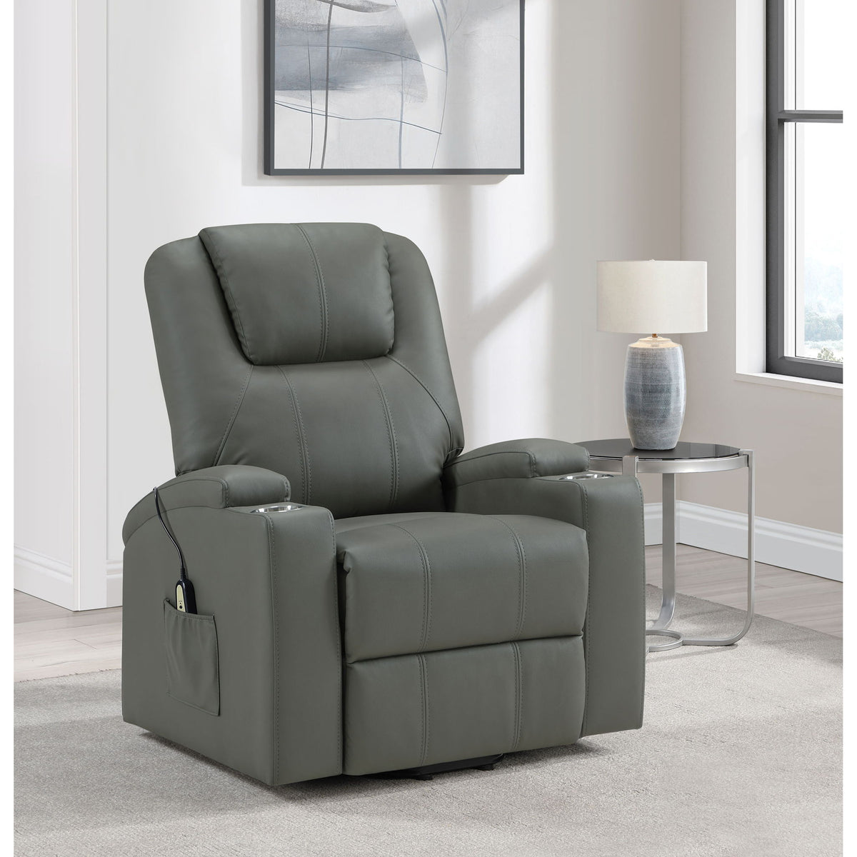 Macklin - Power Lift Massage Recliner With Heat And Dual Cupholders