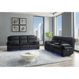 Winston - Power Console Recliner Loveseat With LED And Hidden Drawer - Black