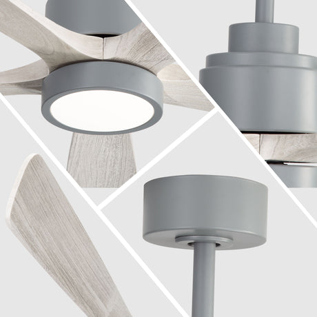 52" Ceiling Fan With Dimmable LED Light And 6 Speed Remote Control - Cement Gray