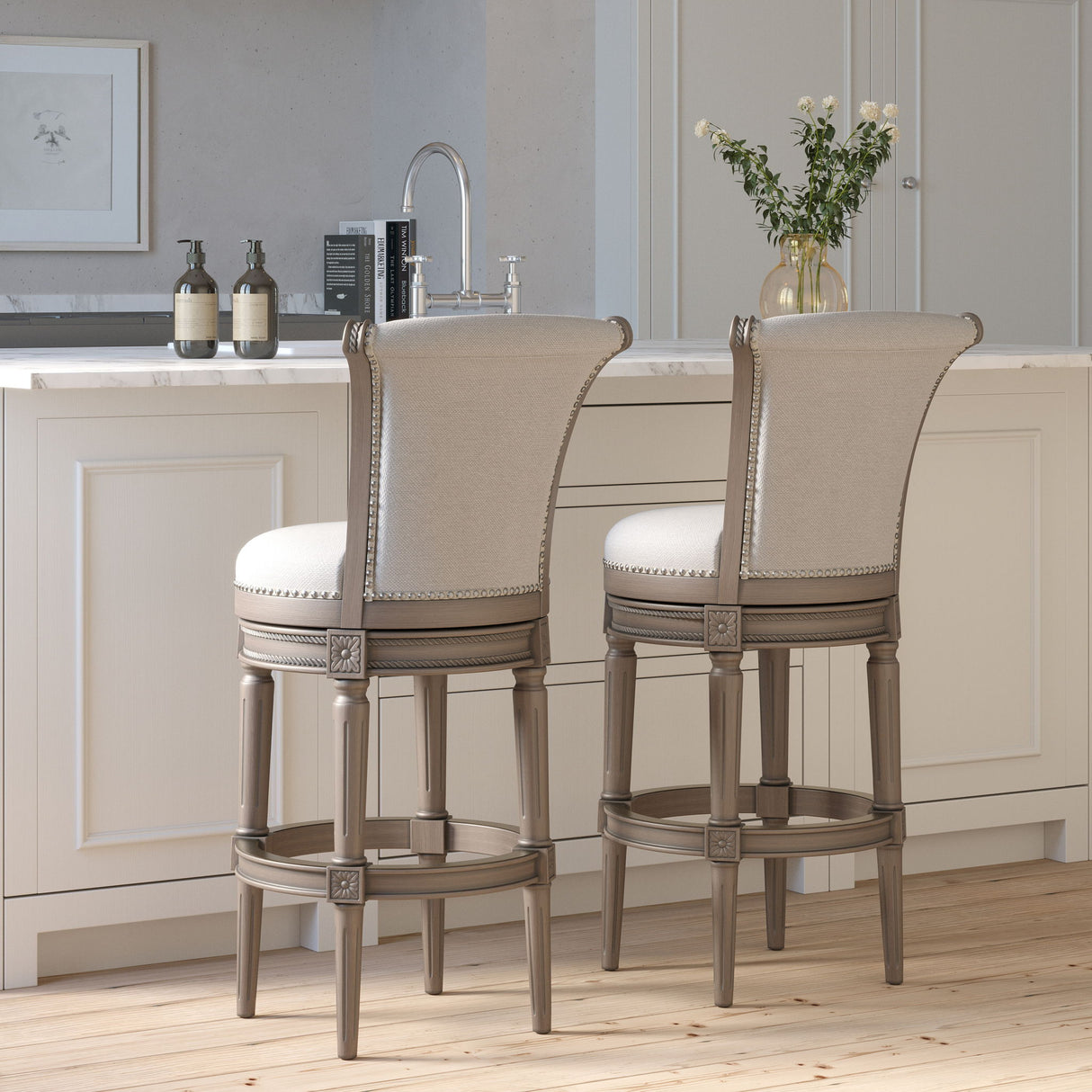Swivel Barstool With High-Back