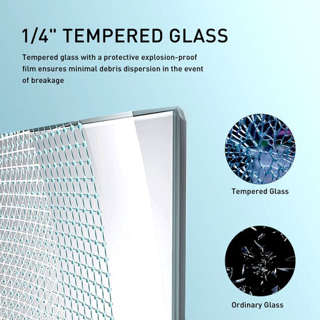 Frameless Soft Closing Shower Door, 1 / 4" (6Mm) Tempered Glass Single Sliding With Explosion Proof Coating - Chrome