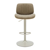 Brock - Adjustable Swivel Curved Back Wood Bar Stool With Faux Leather Seat