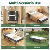 Twin Folding Bed With Memory Foam Mattress, Space Saving Rollaway Guest, On Wheels, Portable For Adults & Guests - Black