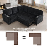 L-Shaped Sofa With Pull Out Sofa Bed With USB