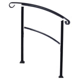 Handrails For Outdoor Steps, Fit 1 Or 3 Steps Outdoor Stair Railing, Flexible Front Porch Hand Rail, Transitional Handrails For Concrete Steps Or Wooden Stairs - Black - Outdoor Decor - Alpine Outlets