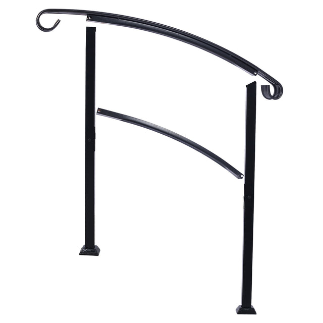 Handrails For Outdoor Steps, Fit 1 Or 3 Steps Outdoor Stair Railing, Flexible Front Porch Hand Rail, Transitional Handrails For Concrete Steps Or Wooden Stairs - Black - Outdoor Decor - Alpine Outlets