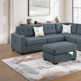 L - Shaped Sectional Sofa Set With Storage Ottoman, Tufted Upholstery Nailhead Trim