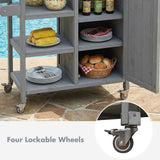 Foldable Outdoor Kitchen Island With Storage Cabinet