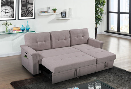 Ashlyn - Reversible Sleeper Sectional Sofa With Storage Chaise, USB Charging Ports And Pocket - Sleeper Sectionals - Alpine Outlets