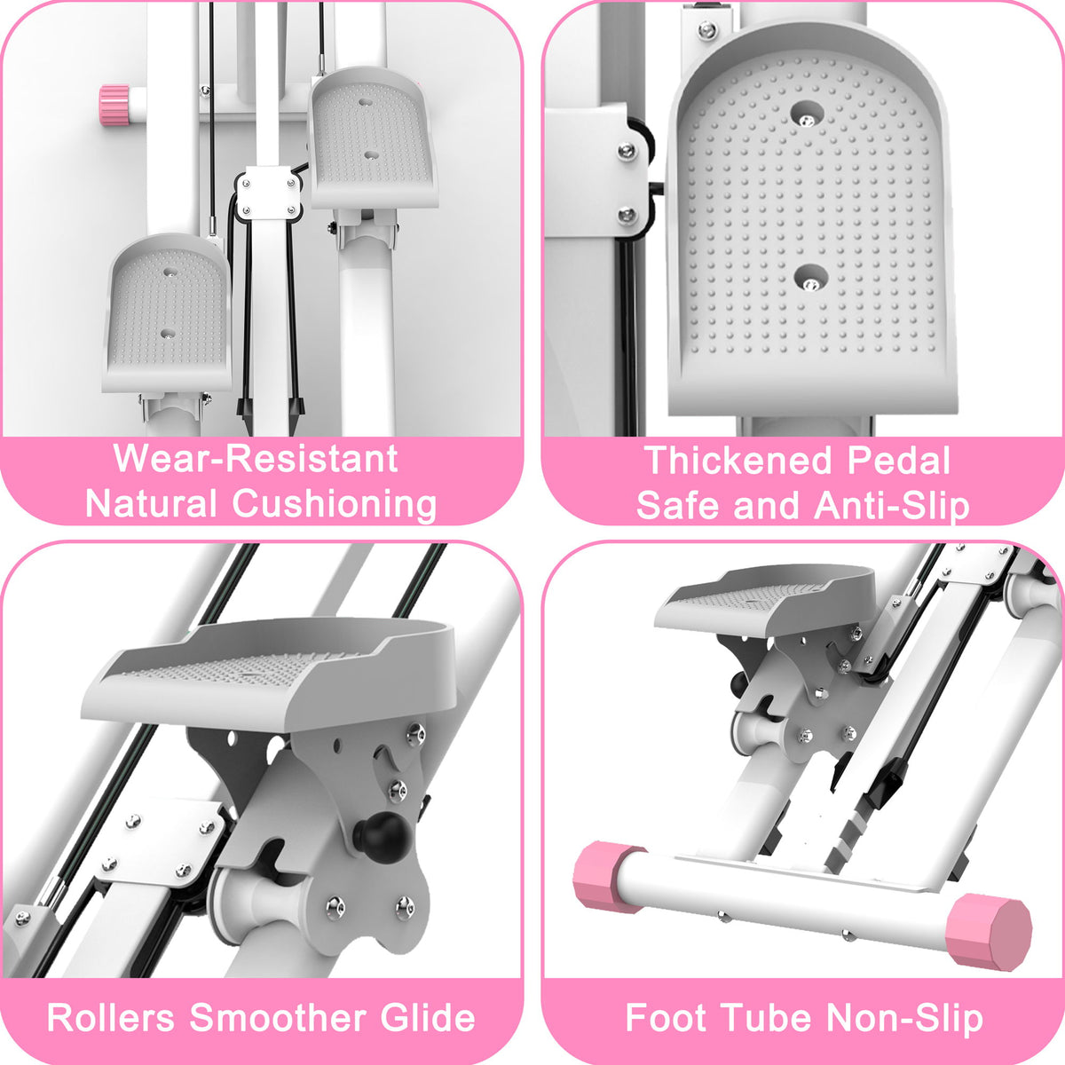 Stair Stepper With Resistance Home Upgrade Vertical Climber Workout Machine For Full Body Exercise - Pink