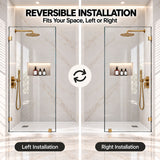Frameless Bathtub Shower Screen, Reversible Installation