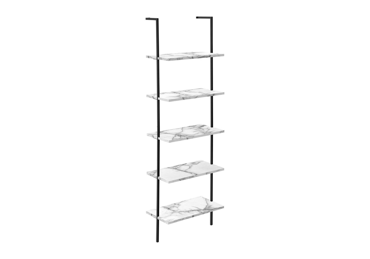 Bookshelf, Bookcase, Etagere, Ladder, 5 Tier, For Office, Marble Look Contemporary & Modern - Etageres - Alpine Outlets
