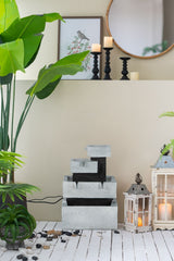 Decorative 4 Tier Block Fountain With Light, For Indoor And Outdoor - Black / Gray - Feeders & Water - Alpine Outlets