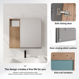 29.63" Wall Mounted Bathroom Cabinet With Adjustable Shelves Storage Cabinet - Imitative Oak