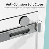 Frameless Single Sliding Soft Close Shower Doors, 3 / 8" Tempered Glass Reversible Installatio