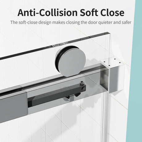 Frameless Single Sliding Soft Close Shower Doors, Reversible Installatio - Chrome