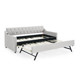Size Upholstered Daybed With Trundle And USB Charging Armrest