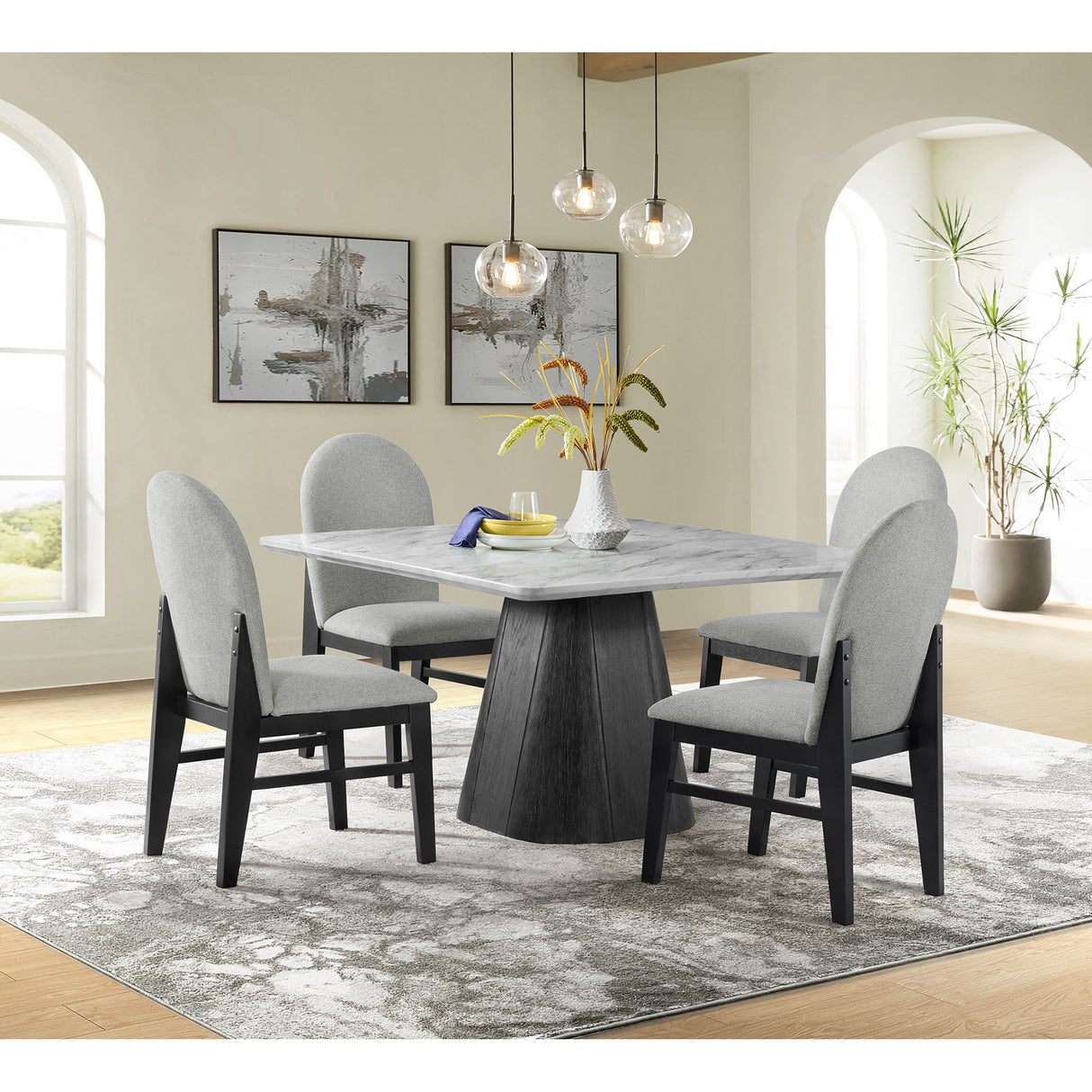 Edison - Dining Side Chair With Fabric (Set of 2) - Black And Light Gray