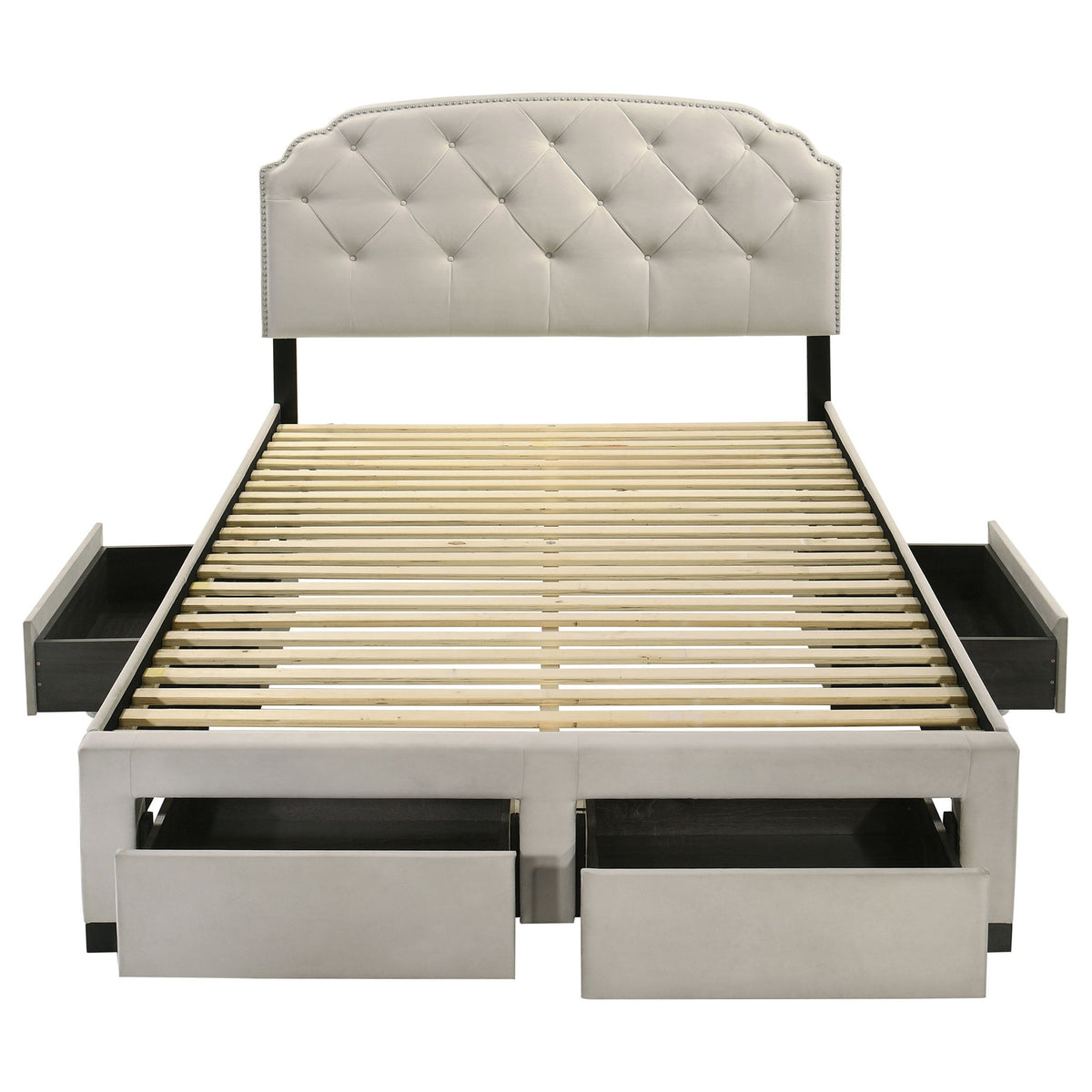 4 Drawer Upholstered Storage Bed With Button Tufting