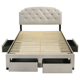 4 Drawer Upholstered Storage Bed With Button Tufting