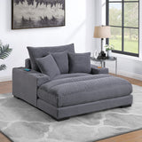 Upholstered Chaise Lounge With Cup Holders USB Port And Pillows