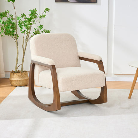 Curved Frame Rocking Accent Chair - Beige / Brown