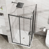 Corner Shower Door, Sliding Shower Enclosure - Matte Black