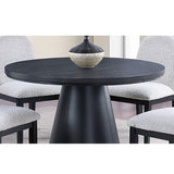 5 Piece Round Dining Set With Upholstered Chairs - Black / White