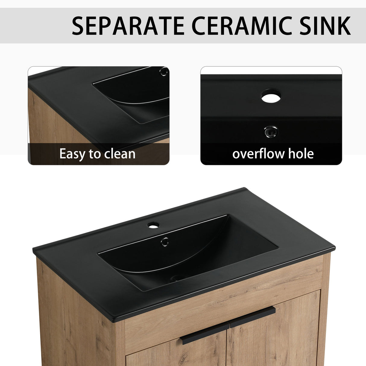 Freestanding Bathroom Vanity With Sink, Storage Cabinets, Soft Closing Doors