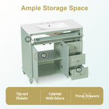 Modern Bathroom Vanity With Sink, 3 Drawers & 2 Doors