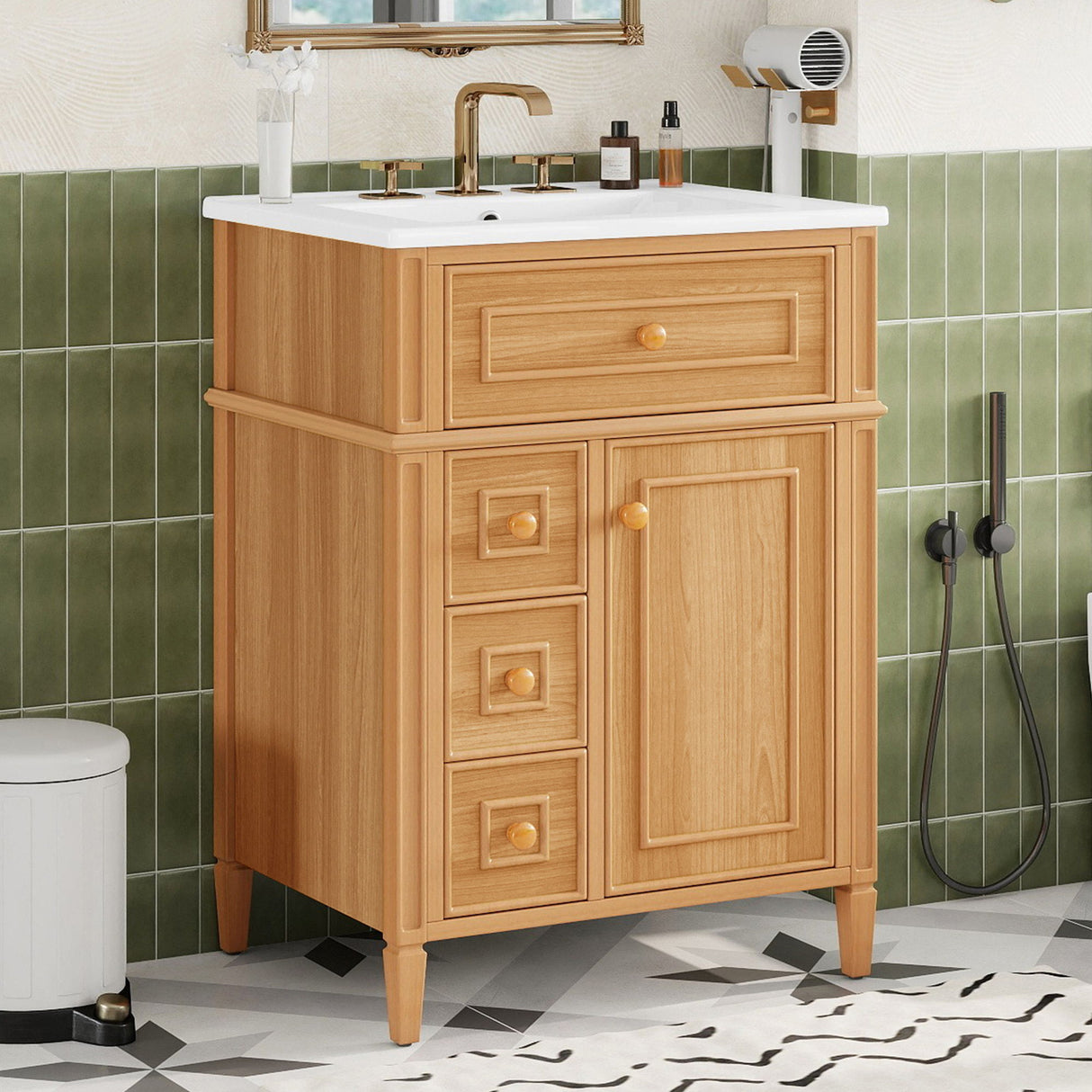 Bathroom Vanity With Sink, Cabinet With Flip Out Drawer, 2 Soft Close Drawers, 1 Soft Close Door - Wood