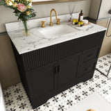 Bathroom Vanity Set, Fluted Cabinet, Soft Close Doors & Drawers, 3 Faucet Holes - Black