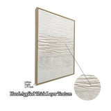 Framed Abstract Wall Art, Thick Textured Canvas Painting With Stone Accents (Set of 2) - Antique White