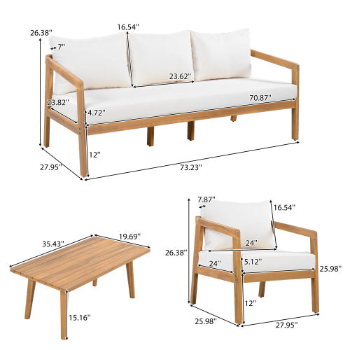 4-piece patio set 5-Seater Acacia Wood Patio Chat Set