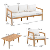 4-piece patio set 5-Seater Acacia Wood Patio Chat Set