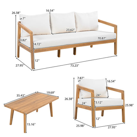 4-piece patio set 5-Seater Acacia Wood Patio Chat Set