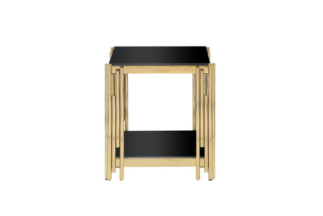 Square End Table With Tempered Glass Top For Living Room - End Tables - Alpine Outlets