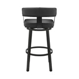 Lorin - 26" Counter Height Swivel Bar Stool - Black Finish And Faux Leather