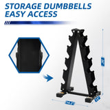 BalanceFrom 150LB Coated Hex Dumbbell Weight Set and A-Frame Storage Rack