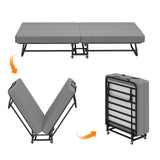 Twin Folding Bed With Memory Foam Mattress, 4 Lockable Wheels - Gray