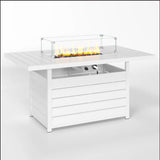 Rectangular Propane Fire Pit Table With Burner, Lava Rock, Waterproof Cover