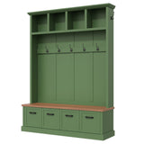 Hall Tree With Storage Bench Mudroom Coat Rack With 6 Hooks