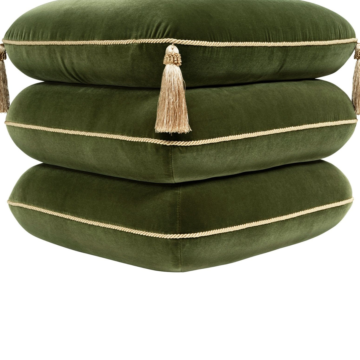 Monarch - Tassled Ottoman - Olive Green