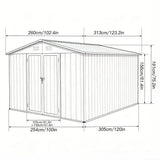 Storage Shed Garden Building Waterproof Metal Outdoor Utility 10x8ft